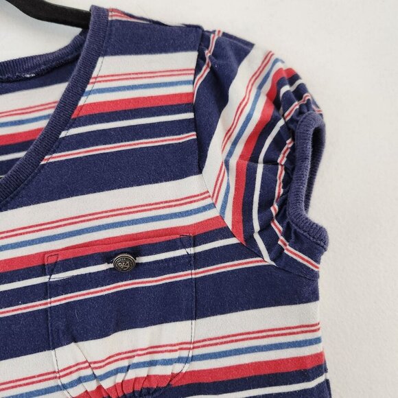 Ralph Lauren Girls Summer Dress Red Blue Striped Drop Waist Casual Size L 12/14 - Picture 4 of 8